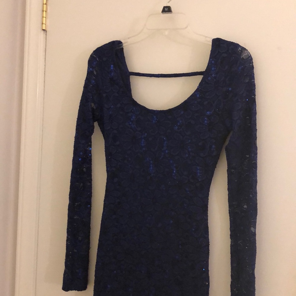 Embroidered Blue Sequin Dress